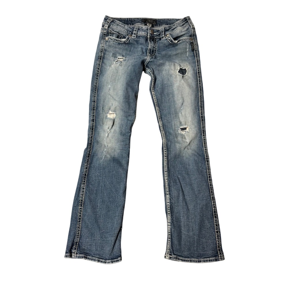 Silver Jeans Co Suki Mid Rise Distressed Bootcut Jeans Medium Wash Size 29x31